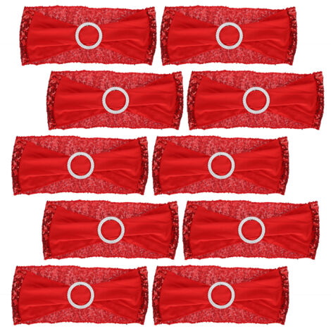 10 Pièces Sangle Élastique de Chaise avec Cercle Réglable pour Décoration de Fête Rouge