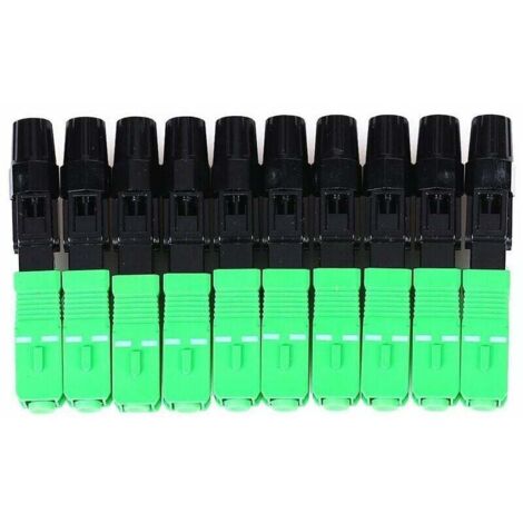 10 Pieces SC APC Fiber Optic Quick Connector, Single Mode Optical Connector, Tool-Free FTTH Connection