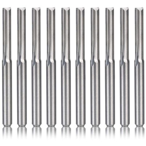 10 PièCes SéRies 2 FlûTe CNC Fraises 3.175Mm Fente Droite Fraise en Acier au TungstèNe pour Bois Plastique