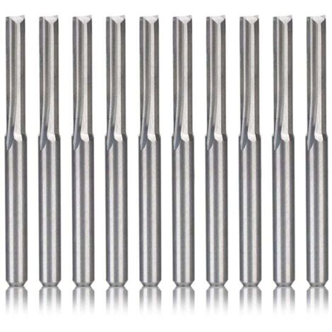 10 PièCes SéRies 2 FlûTe CNC Fraises 3.175Mm Fente Droite Fraise en Acier au TungstèNe pour Bois Plastique