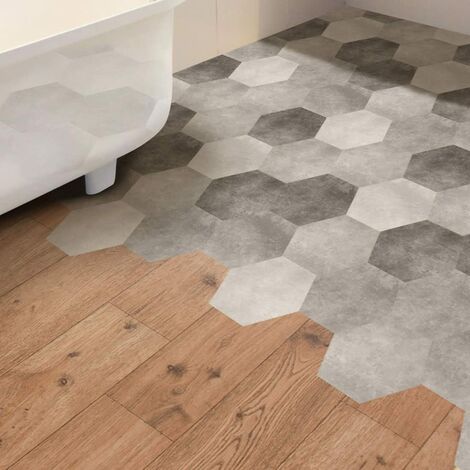 10 pièces Sol Hexagone Étanche Antidérapant ,Autocollant Carreaux de ciment revêtement sol - Carrelage adhésif pour sols Décor À La Maison, 20 × 23 cm--Ternel