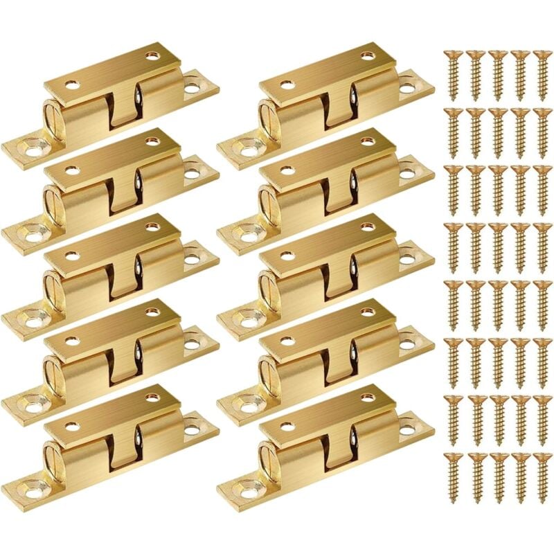 10 Pieces Solid Brass Ball Catch Roller Catch Latch Closure Double Ball Catch for Cabinet and Furniture Closure