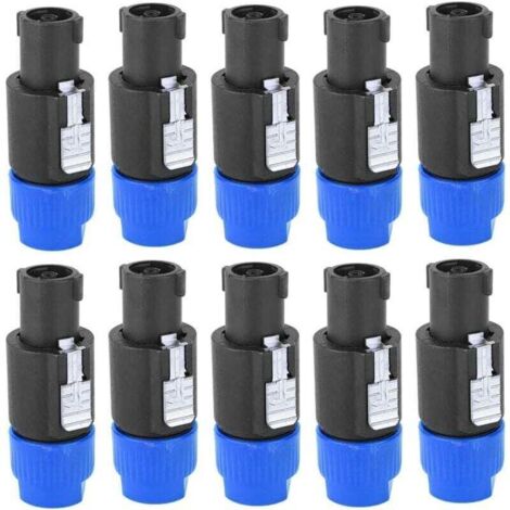 10 Pièces Speakon Connecteur d\'Amplificateur de Câble4 Broches Prise de Haut-Parleur Audio Étanche C-NL4FC (Bleu)