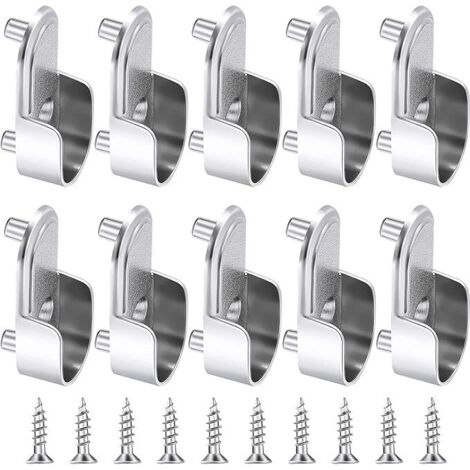 10 Pièces Support de Tringle à Penderie Forme de U Support Tringle Penderie Support de Tringle de Garde-Rob Tige à Bride en Alliage de Zinc pour Rideau ou Armoire Rideau de Douche