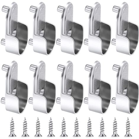 10 Pièces Support de Tringle à Penderie Forme de U Support Tringle Penderie Support de Tringle de Garde-Rob Tige à Bride en Alliage de Zinc pour Rideau ou Armoire Rideau de Douche