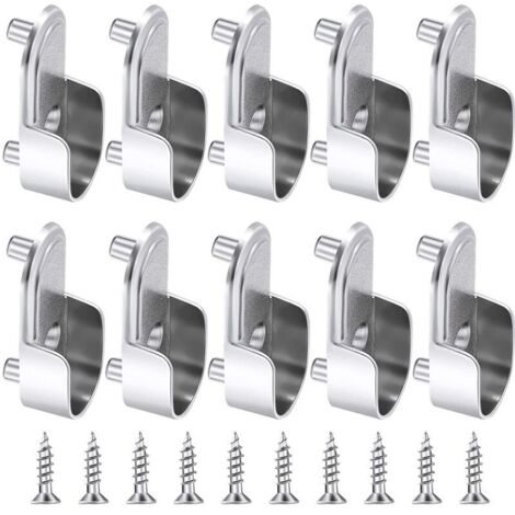 10 Pièces Support de Tringle à Penderie Forme de U Support Tringle Penderie Support de Tringle de Garde-Rob Tige à Bride en Alliage de Zinc pour Rideau ou Armoire Rideau de Douche