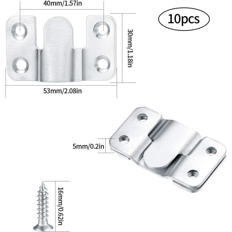 10 Pièces Support Montage Encastré Dissimulé, Supports Suspension Emboîtement Robuste, Connecteur de Meubles, Matériel Suspension Mural Acier Inox