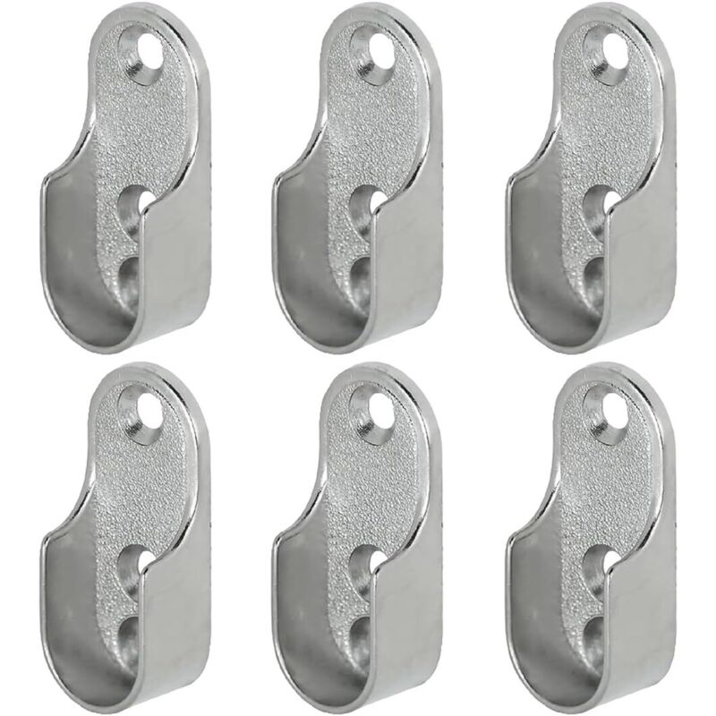 10 Pièces Supports de Tringle à Vêtements en Métal pour Barre Ovale - Support de Barre de Penderie Ovale pour Armoire - Fixation Murale (Acier