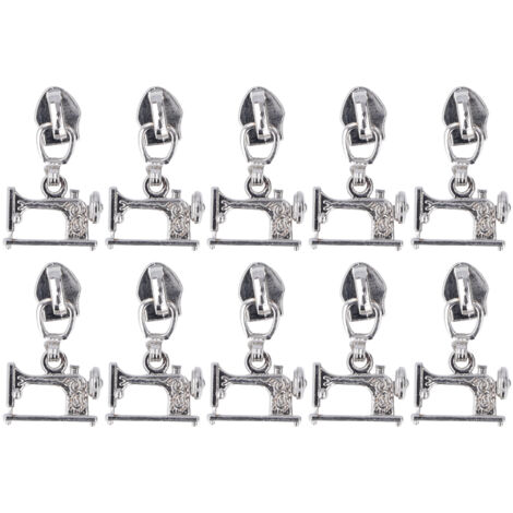 10 Pièces Têtes de Fermeture Éclair Métal pour Machine à Coudre, Accessoires pour Veste, Sac à Main et Valise, Blanc Nickelé