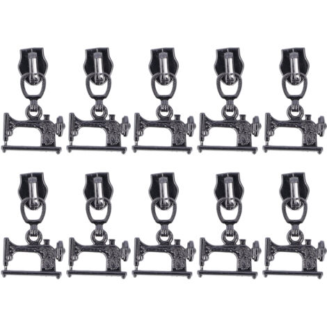 10 Pièces Têtes de Fermeture Éclair Métalliques pour Machine à Coudre, Idéales pour Manteaux, Sacs à Main et Valises, Couleur Gris