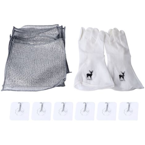 10 Pièces Torchons en Fil de Fer Multifonction pour Nettoyage Humide et Sec, sans Rayures, avec Crochets et Gants pour Éviers, Plans de Travail et Plaques de Cuisson