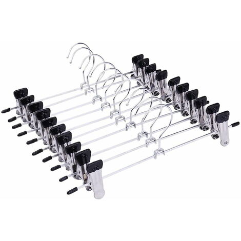 10 Pieces Trouser Hangers Durable and Sturdy Skirt Hangers Trouser Hangers with Clips Loose Trouser Hangers Trouser Hangers Clothes Hangers
