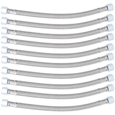 10 pièces Tuyau Flexible en Acier Inoxydable 14x1.5mm pour Compresseur d'Air, 28cm de Longueur