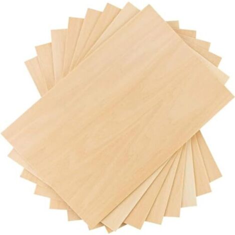 10 Pieces Unfinished Balsa Wood Sheets for Model Making, 300 x 200 x 2 mm Plywood Board, Balsa Wood Panels for DIY Model Making, Crafts, Woodworking, and Home Decor