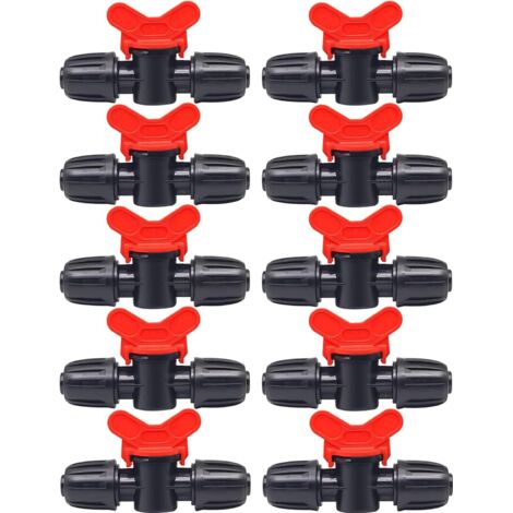 10 Pièces Vanne Commutation d'Irrigation, Irrigation Pipe Valve Switch, Robinet Jardin en Plastique PE, Robinet Barbelé Double Mâle, pour L'irrigation des Pelouses de Jardin, pour 16mm Tuyau