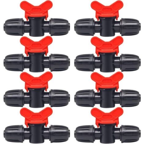 10 Pièces Vanne Commutation d'Irrigation, Irrigation Pipe Valve Switch, Robinet Jardin en Plastique PE, Robinet Barbelé Double Mâle, pour L'irrigation des Pelouses de Jardin, pour 16mm Tuyau