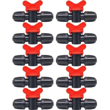 10 Pièces Vanne Commutation d'Irrigation, Irrigation Pipe Valve Switch,Robinet Barbelé Double Mâle, pour L'irrigation des Pelouses de Jardin, pour 16mm Tuyau