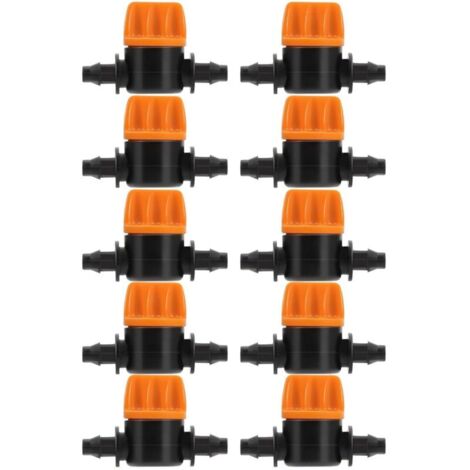 10 Pièces Vanne de Commutation D'irrigation 4/7 Connecteur de Tube D'irrigation Connecteurs de Tuyau Vanne Barbelée Convient pour Jardin Agricole