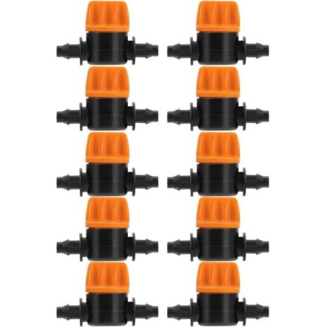 10 Pièces Vanne de Commutation D'irrigation Goutte à Goutte 4/7 Connecteur de Tube D'irrigation Connecteurs de Tuyau Vanne Barbelée Convient pour Jardin Agricole