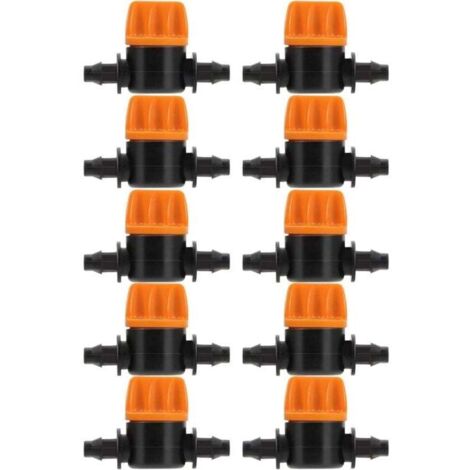 10 Pièces Vanne de Commutation D'irrigation Goutte à Goutte 4/7 Connecteur de Tube D'irrigation Connecteurs de Tuyau Vanne Barbelée Convient pour Jardin Agricole