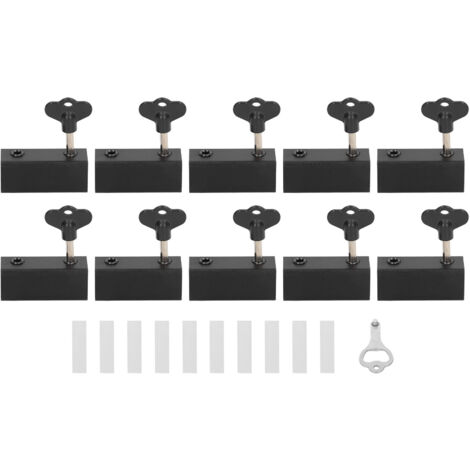 10 Pièces Verrou de Fenêtre Coulissante à Double Trou Réglable en Alliage d'Aluminium, Sécurité Bloque-Porte avec Clé et Clé à Molette pour Maison Bureau Noir