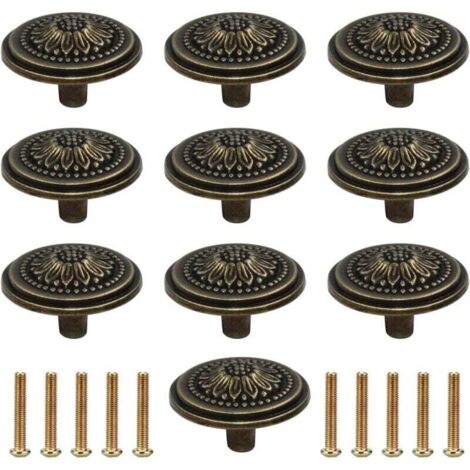 10 Pieces Vintage Furniture Handles, Cabinet Door Knobs, Brass Drawer Pull for Antique Dressers and Cabinet Furniture, Antique Bronze MUMU