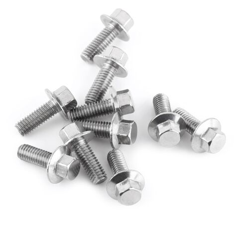 10 pièces Vis à tête hexagonale à embase M8 en acier inoxydable SS304 avec rondelle