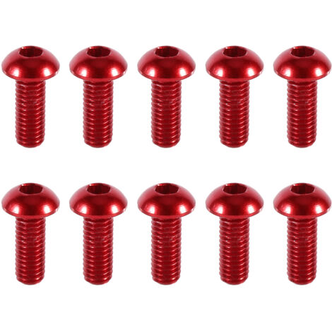 10 pièces Vis à tête hexagonale creuse M3 6-10mm en alliage d'aluminium, tête ronde, boulon métrique rouge 8mm