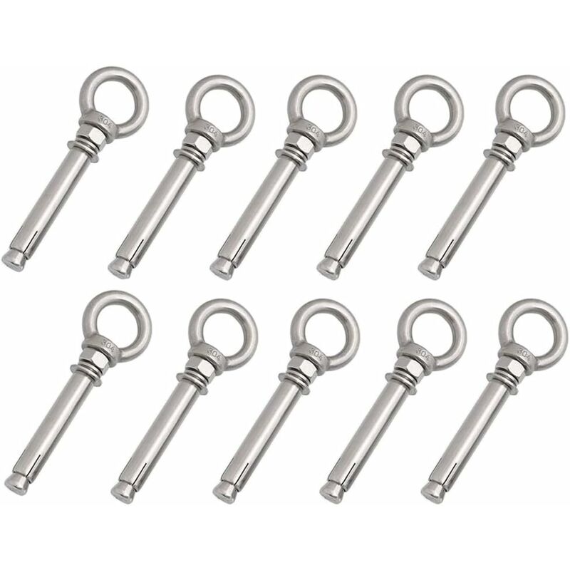Harry - 10 Pièces Vis d'expansion de Boulon à œil, Oeil de Boulon d'expansion,Boulons d'ancrage d'expansion en Acier Inoxydable 304,M6 x 60mm Boulons