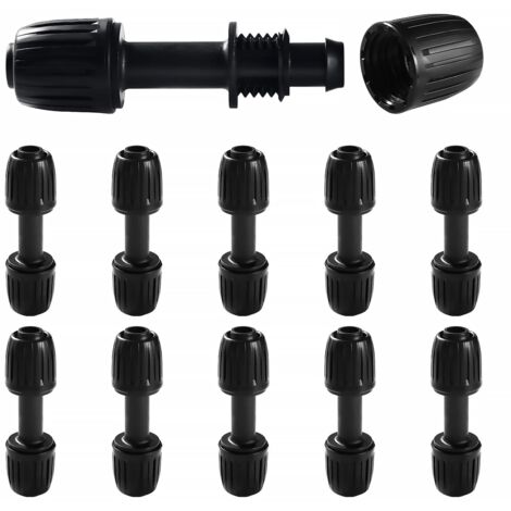 10 Pièces16mm Raccords D'irrigation Goutte à Goutte, Adaptateur Droits D'Irrigation Goutte, Raccords D'irrigation Droits, Connecteur de Tuyau D'irrigation, pour Jardin, Pelouse (Noir)