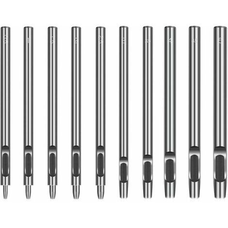 10 Pièces,Emporte Pièce cuir, Poincon, Creux Poinçon en Cuir, Poinçon Creux en Acier Rond Set Outils de Perforation de Trou Creux de Cuir pour le Cuir, Bande de Montre, Toile, Oeillet