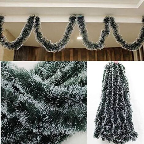 10 Piezas 200 x 9 cm Guirnaldas de Árbol de Navidad Decoración Habitación Colgante Guirnaldas de Abeto Verde Oscuro Negro, AAFGVC