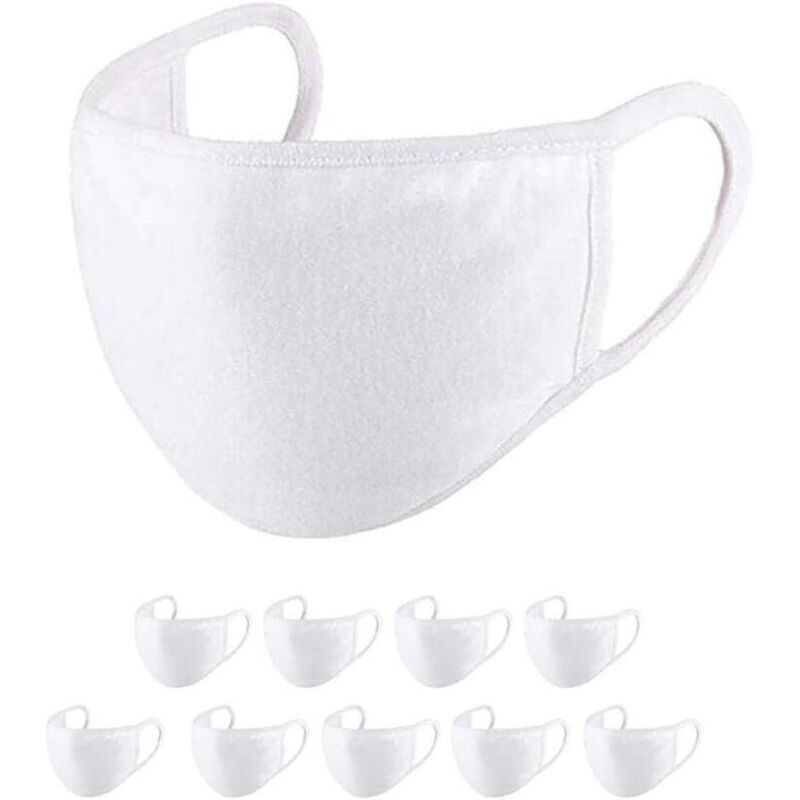 10 Piezas, Algodón Blanco, Reutilizable, Lavable a Prueba de Polvo, para Uso Diario, Exterior, Deportes