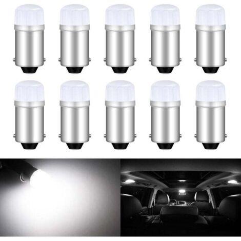 (10 PIEZAS) BA9S T11 53 T4W 64111 Lámpara LED 12 V, 2 chips SMD 2835 Blanco 6000 K Lámpara LED automática para interiores y exteriores Guantera iluminación de matrícula