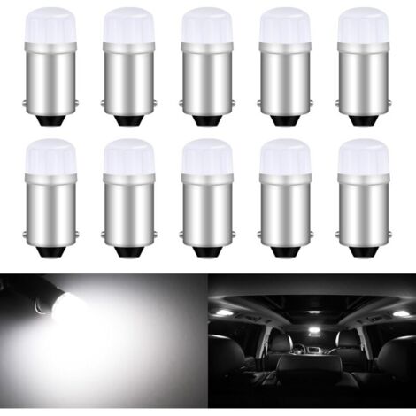 (10 PIEZAS) BA9S T11 53 T4W 64111 Lámpara LED 12 V, 2 chips SMD 2835 Blanco 6000 K Lámpara LED automática para interiores y exteriores Guantera iluminación de matrícula