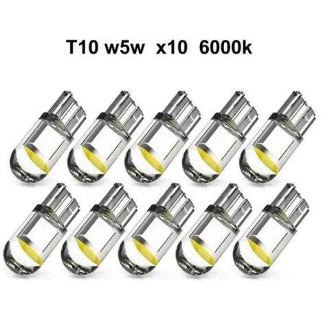 10 piezas blancas, T10 w5w LED con 1 chip LED COB 12V DC 10 piezas blancas