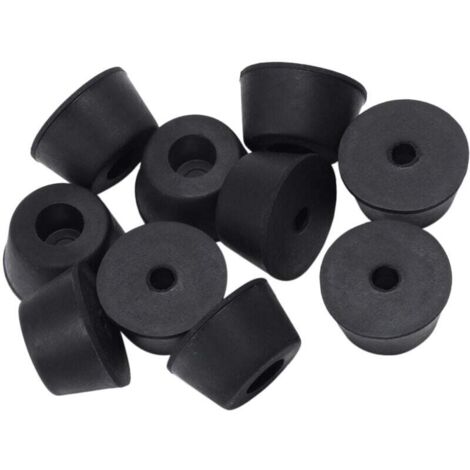 10 piezas de 21 x 12 mm, pies cónicos empotrados, amortiguadores de goma. Material: