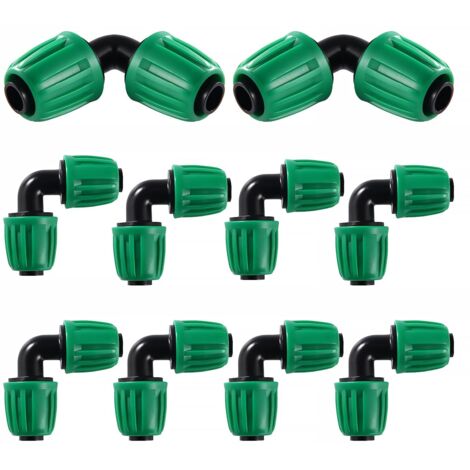 10 piezas de accesorios de riego por goteo de 16 mm, adaptador de codo para riego por goteo, accesorios de riego angulares, conector de manguera de riego, para jardín, césped (verde)