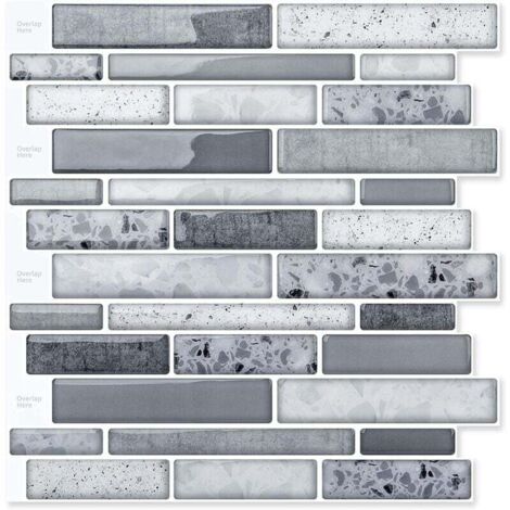 10 piezas de azulejos adhesivos para pared, vinilo para salpicadero de cocina, pegatinas de mármol, 30 x 30 cm, gris