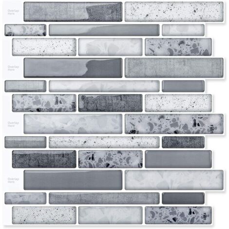 10 piezas de azulejos autoadhesivos para pared, vinilo para salpicadero de cocina, pegatinas de mármol, 30 x 30 cm, gris