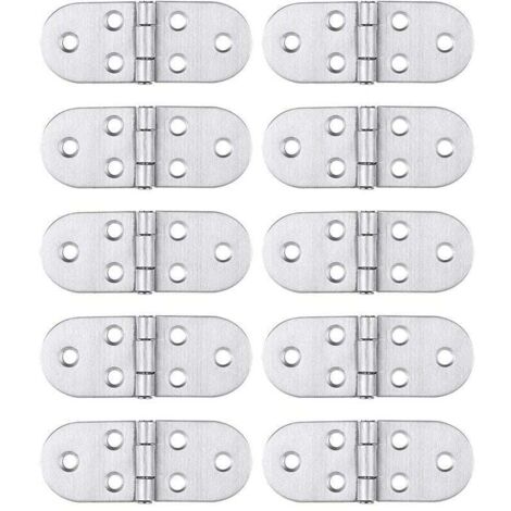 10 piezas de bisagras de acero inoxidable, fáciles y estables de instalar, adecuadas para mesas plegables, puertas de gabinetes y ventanas de la casa.