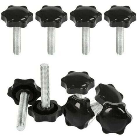 10 piezas de botones de presión M8×40 mm, tornillos con cabeza estriada, botón manual con tuerca de estrella, botones de presión con rosca, botón de presión con mango, tornillo de plástico para apreta