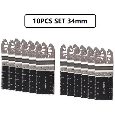 10 piezas de hojas de sierra bimetálicas de 34 mm, hojas de sierra para herramientas eléctricas de carga rápida, hojas de sierra multifunción universales para sierra oscilante, aptas para carpintería