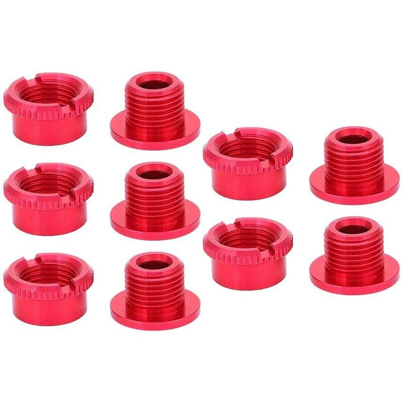 

10 piezas de perno de manivela, un solo tornillo y tuerca, soporte inferior de aleación de aluminio para bicicleta de montaña al aire libre, rojo