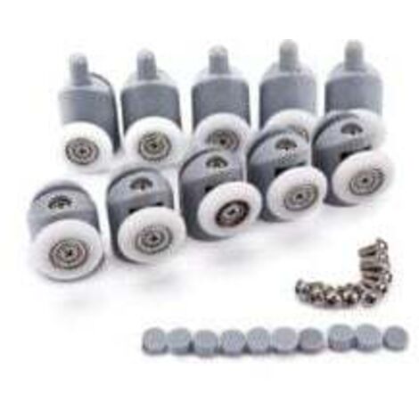 10 piezas de rodillos para puerta de ducha, ruedas dobles ajustables para cabina de ducha de baño de 25 mm, 5 superiores y 5 inferiores.
