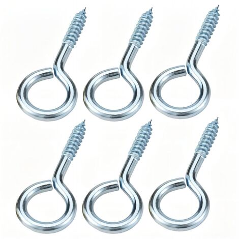 10 piezas de tornillos de ojo de 55 mm, autorroscantes, ojales redondos, ganchos de metal para madera, fijación de alambre, decoración interior y exterior.