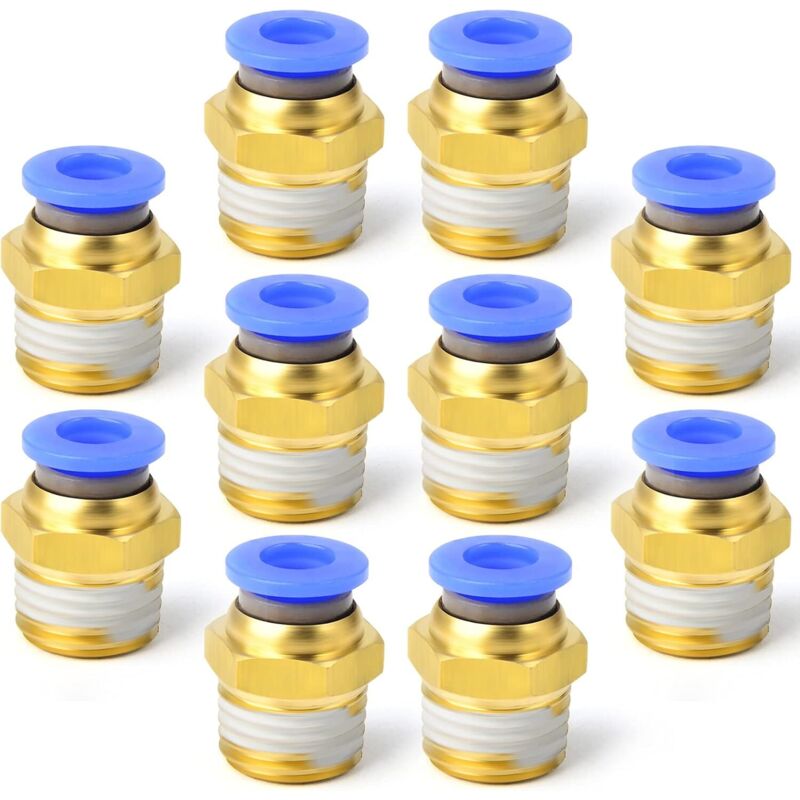 10 piezas de tubo de 6 mm de diámetro exterior x conector macho BSP de 1/4