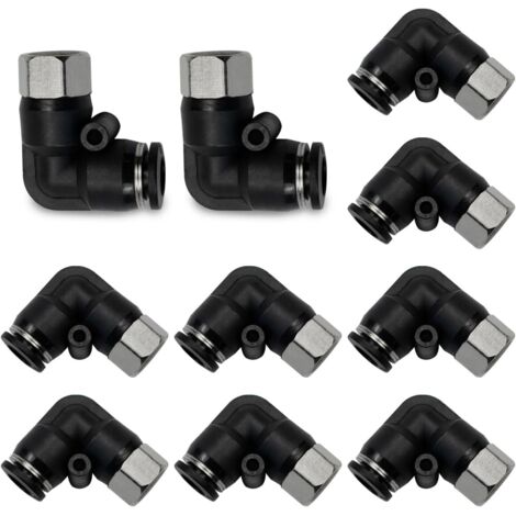 10 piezas de tubo de 8 mm con rosca hembra BSP de 1/8", codo de conexión rápida para neumáticos, adaptador de línea de aire de liberación rápida PLF8-01