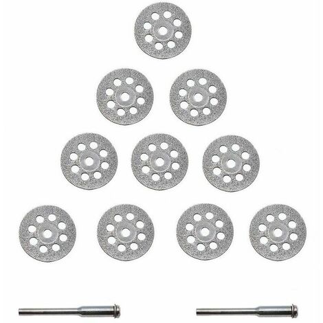10 piezas Hoja de diamante Materiales de corte de diamante 22 mm + 2 fresas de solapa de acero al carbono ideales para cortar piedras preciosas, vidrio, cerámica, porcelana, azulejos