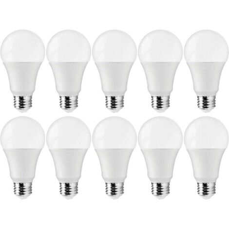 10 piezas Lámparas LED E27 9W (equivalente a 60 vatios), blanco frío